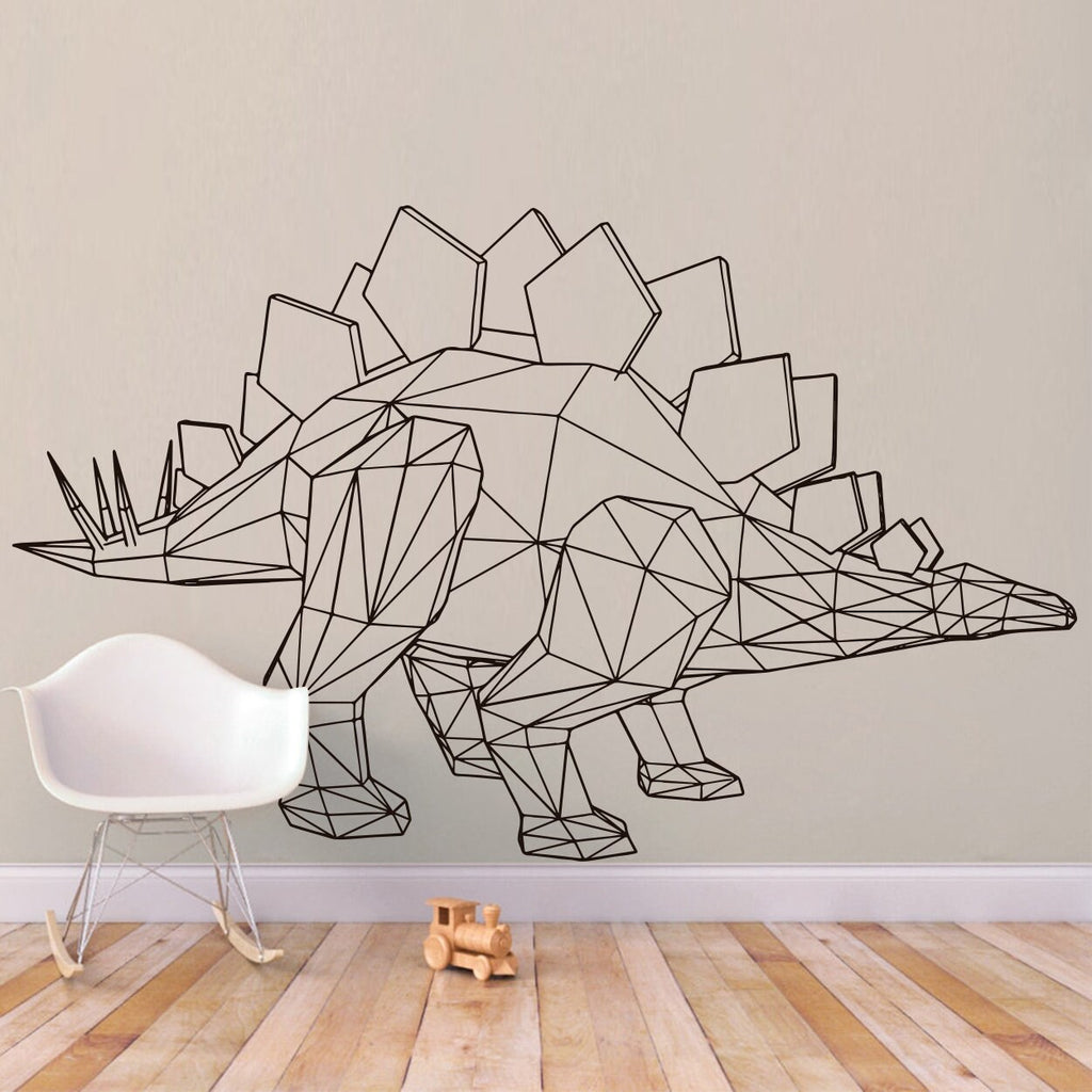 Geometric Stegosaurus Wall Decal: Minimalist Dinosaur Decor