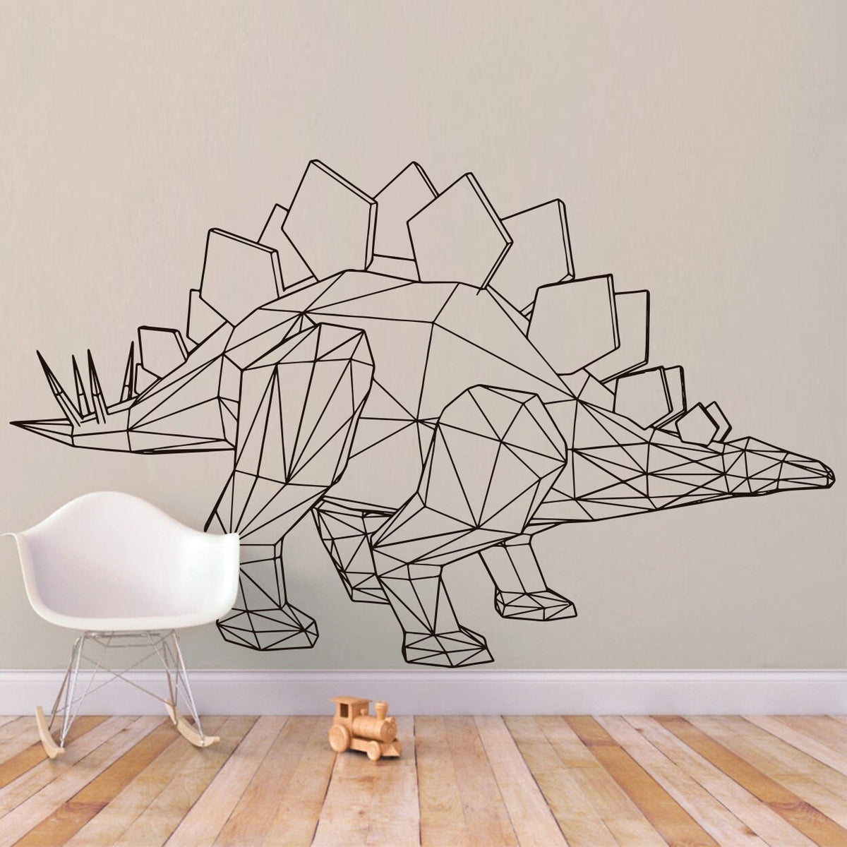 Geometric Stegosaurus Wall Decal: Minimalist Dinosaur Decor