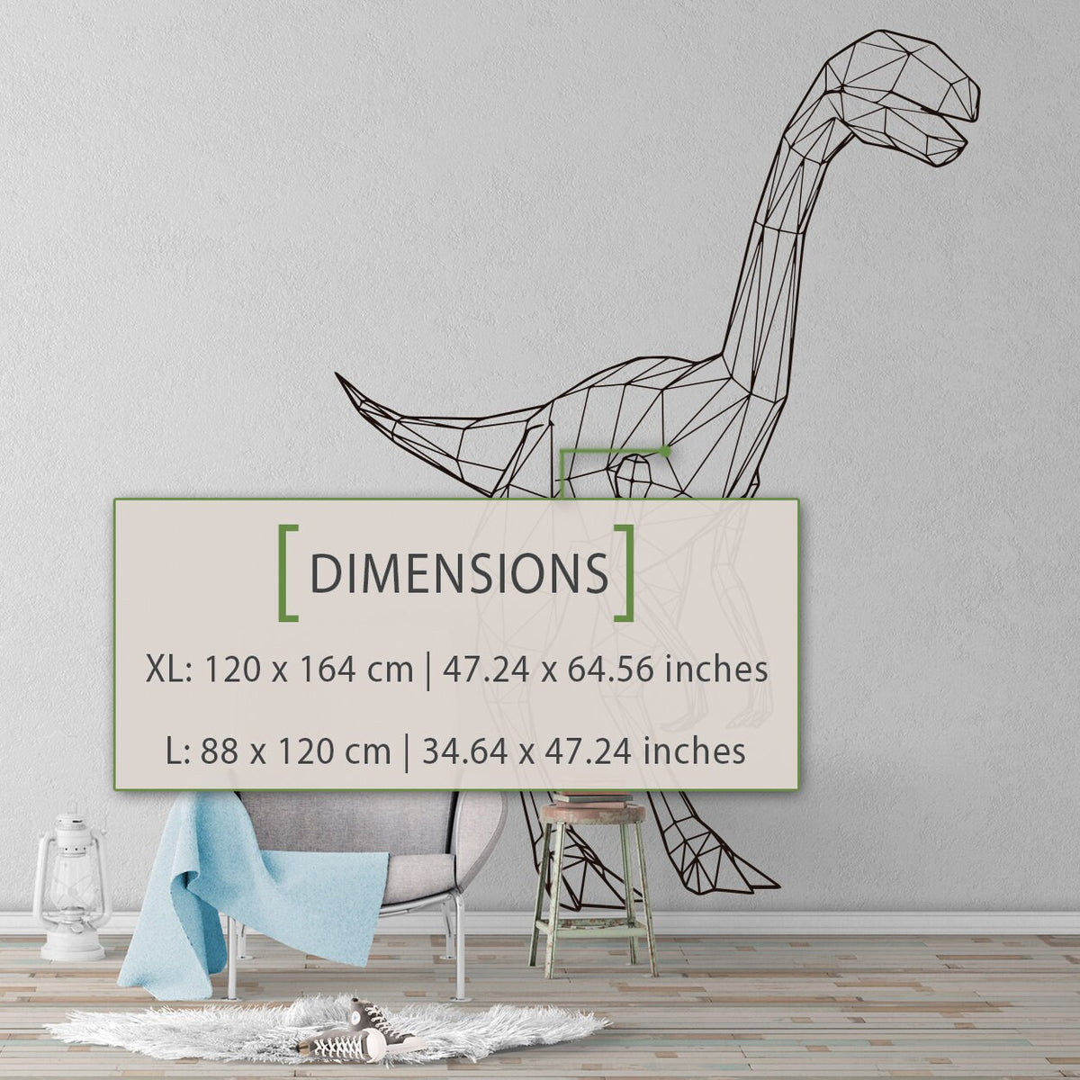 Geometric Dinosaur Wall Decal: Removable Kids Room Decor