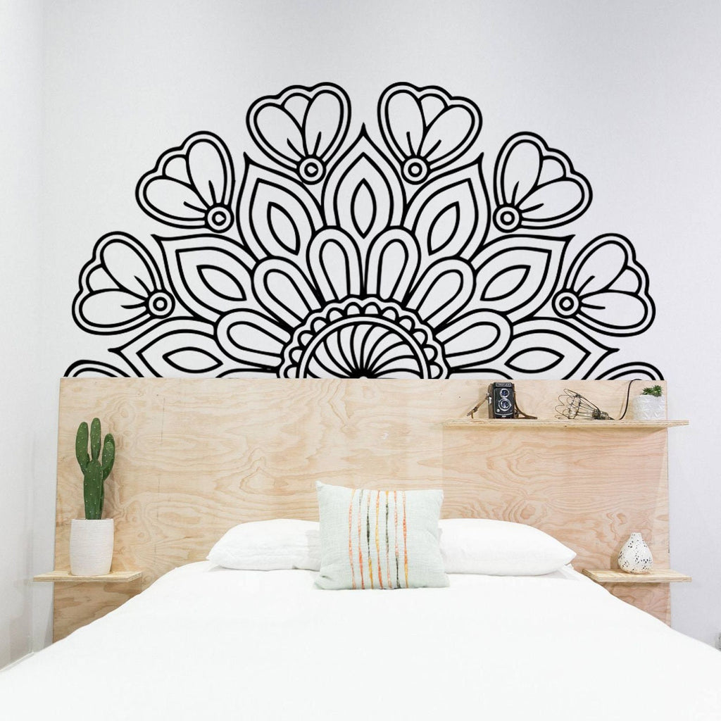 Floral Mandala Wall Decal: Bohemian Headboard Decor