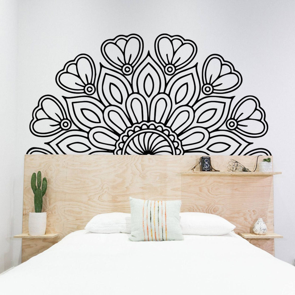 Floral Mandala Wall Decal: Bohemian Headboard Decor