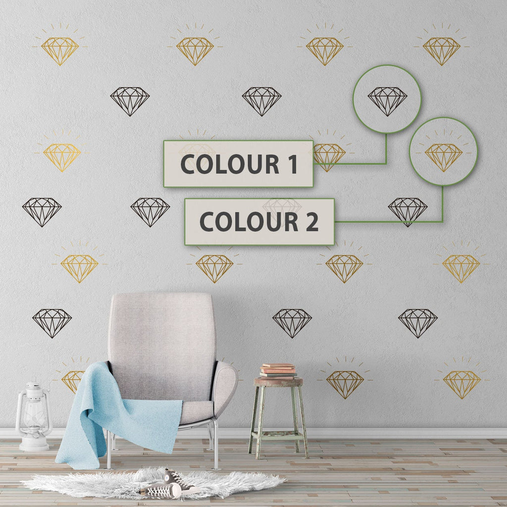 Geometric Diamond Wall Decals: Bedroom Decor, Set of 20