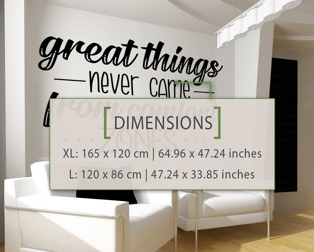 Motivational Office Wall Decal: Comfort Zone Quote, Vinyl Art