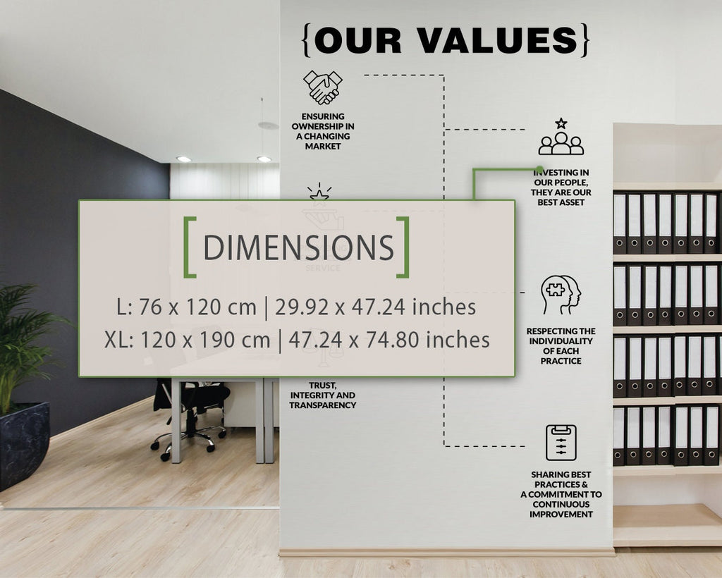 Our Values Office Wall Decal: Company Principles, Wall Art