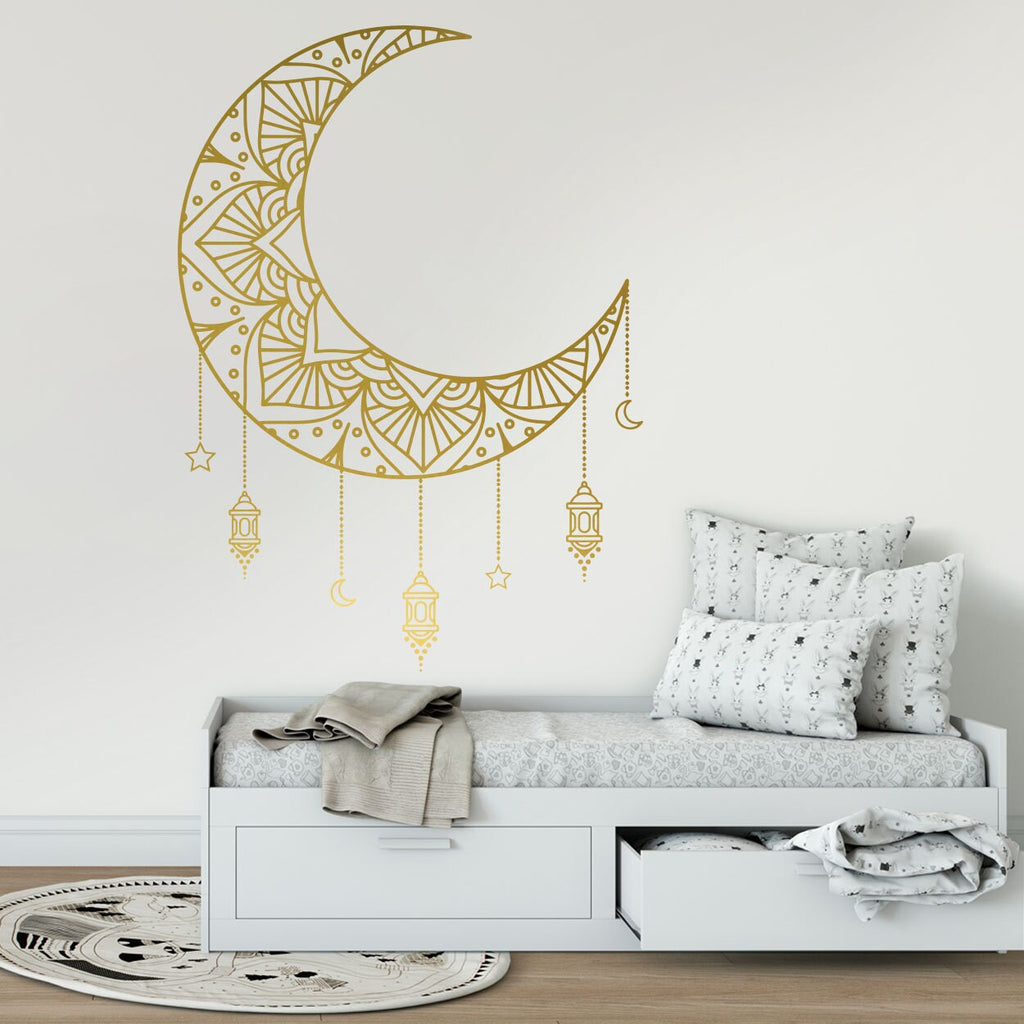 Mandala Moon Wall Decal: Geometric Home Decor