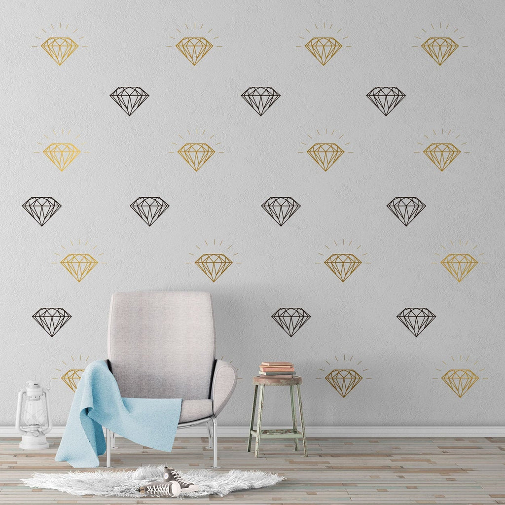 Geometric Diamond Wall Decals: Bedroom Decor, Set of 20