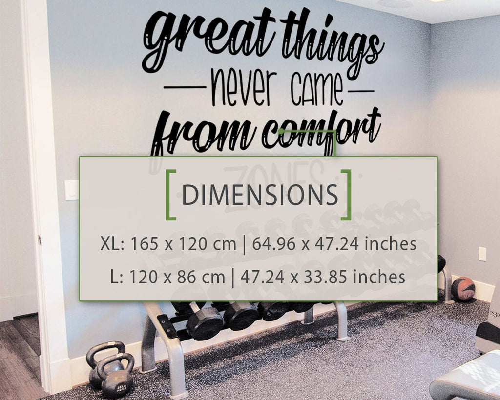 Motivational Office Wall Decal: Comfort Zone Quote, Vinyl Art