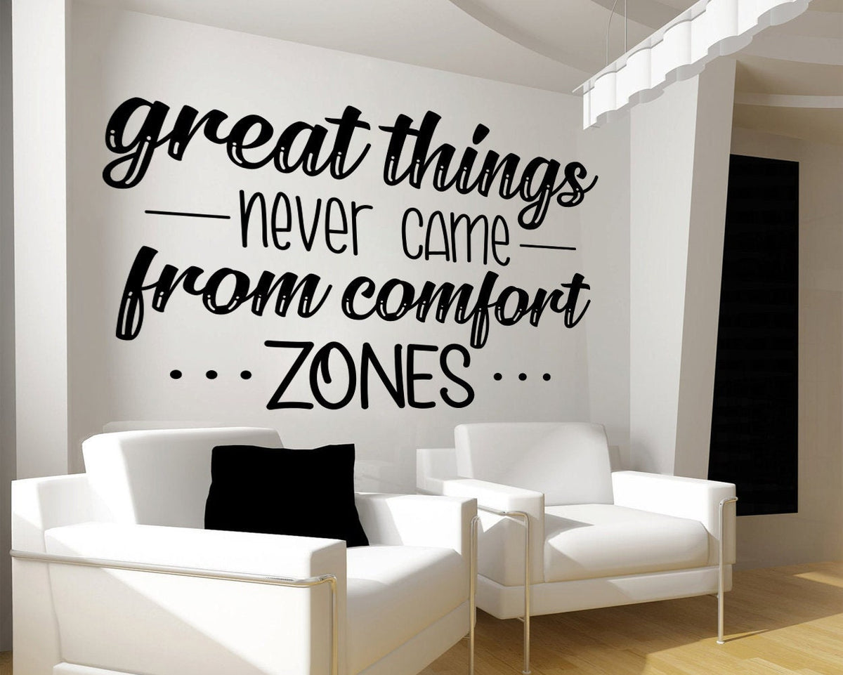 Motivational Office Wall Decal: Comfort Zone Quote, Vinyl Art