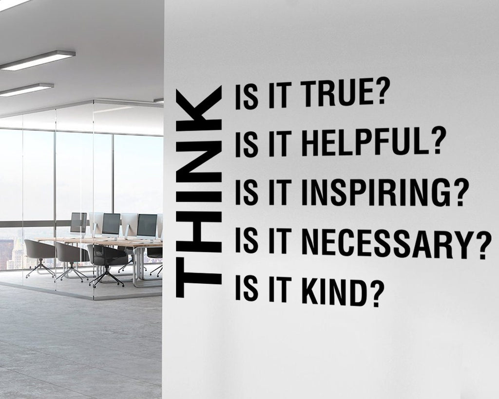 Think Motivational Office Wall Decal: Workplace Typography Art