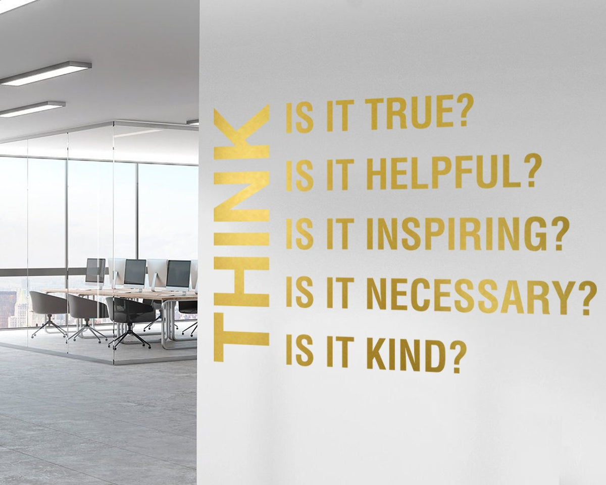 Think Motivational Office Wall Decal: Workplace Typography Art