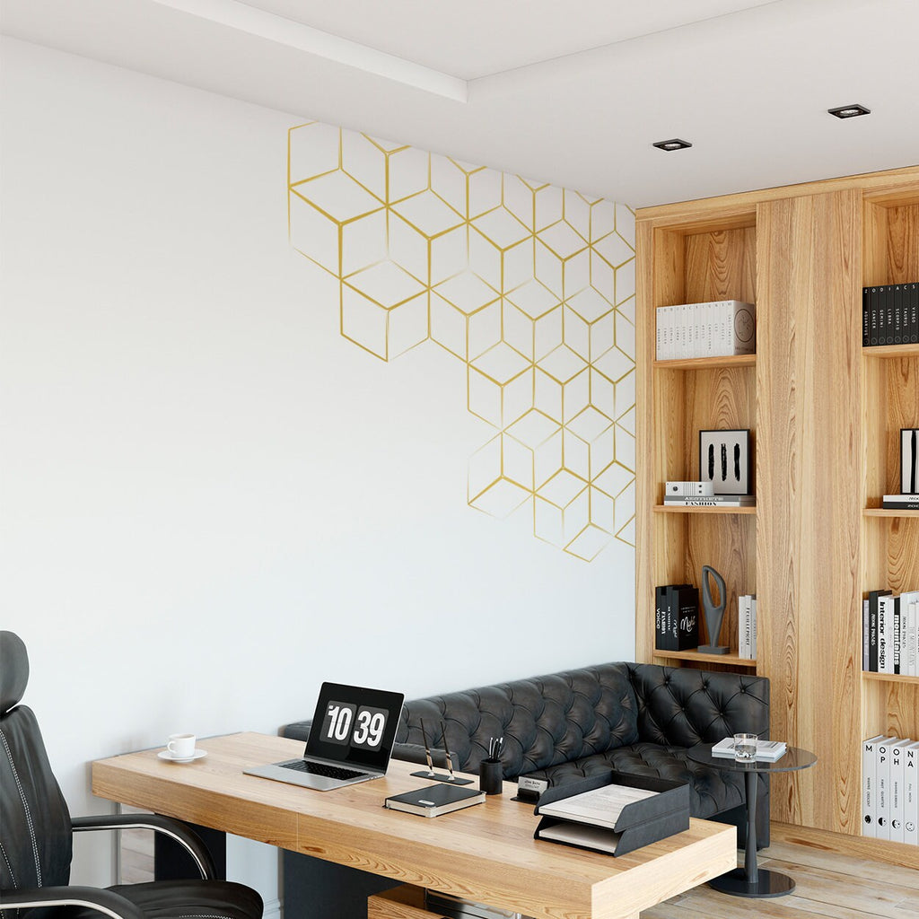 Geometric 3D Cubes Vinyl Wall Decal: Modern Home & Office Art