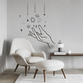 Hand and Planets Vinyl Wall Decal: Space Doodles Art