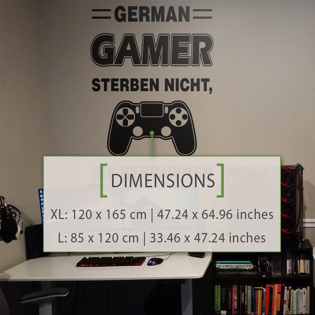 German Gamer Wall Decal, Gamers Respawn Quote, Gamer Room Decor, Vinyl Sticker