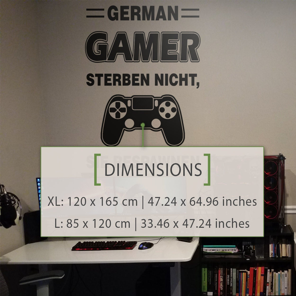 German Gamer Wall Decal, Gamers Respawn Quote, Gamer Room Decor, Vinyl Sticker
