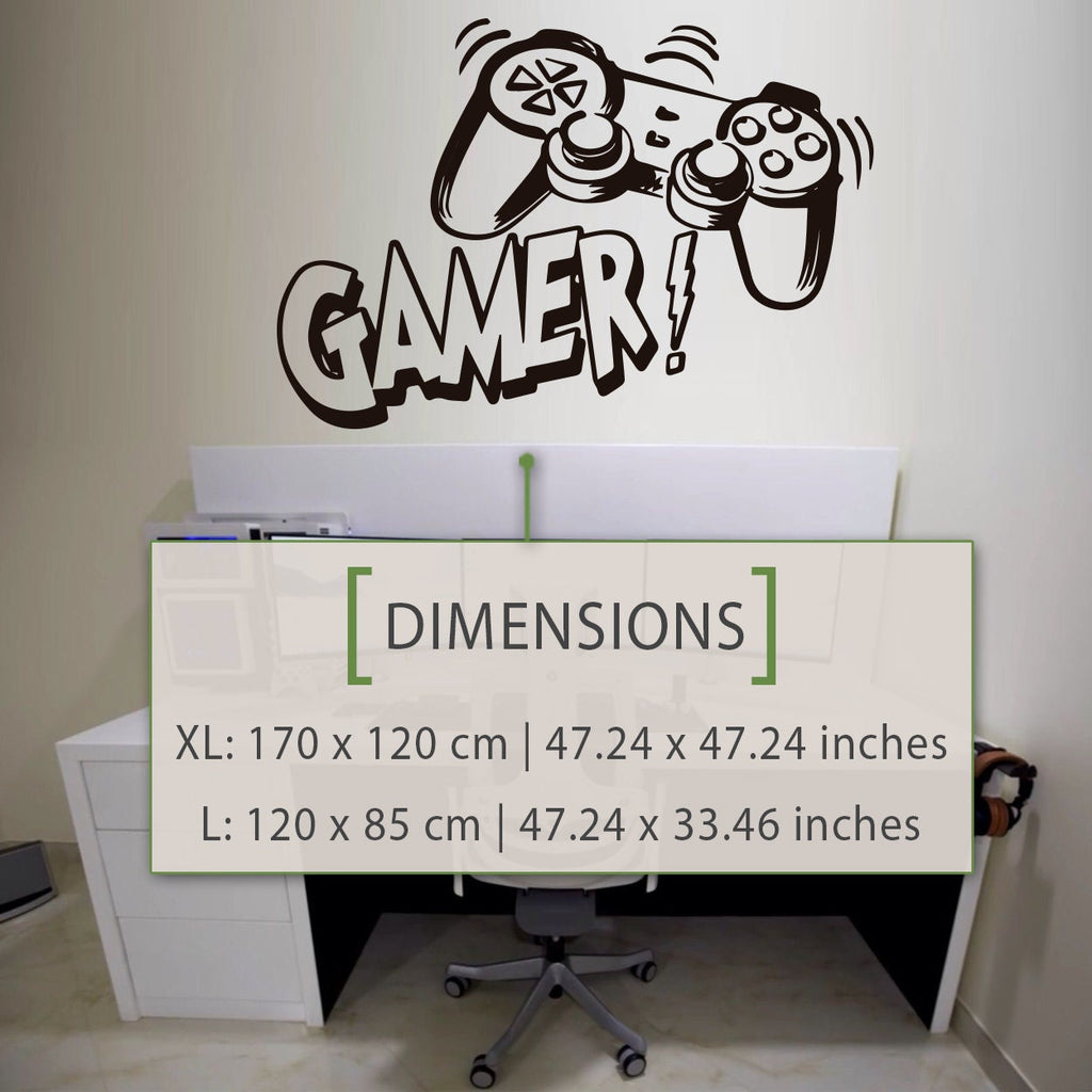 Gamer Wall Decal, Bold Graffiti Gamer Room Decor, Battlestation Vinyl Sticker