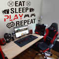 Eat Sleep Play Repeat Gamer Wall Decal, Video Game Room Decor, Vinyl Sticker