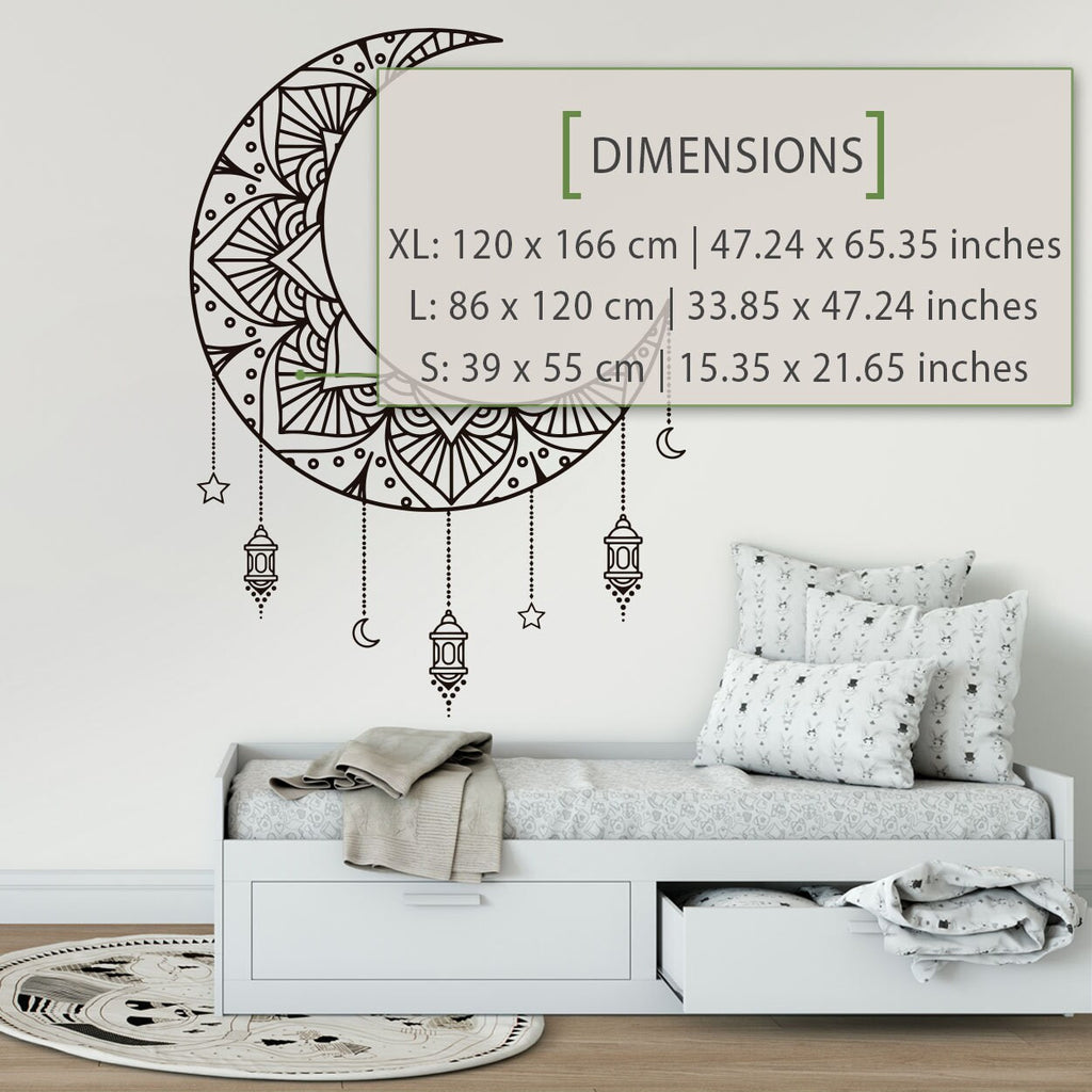Mandala Moon Wall Decal: Geometric Home Decor