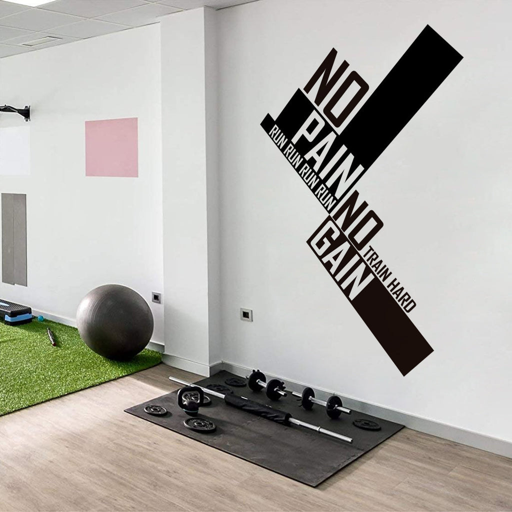 No Pain No Gain Gym Wall Decal: Fitness Motivation Sticker