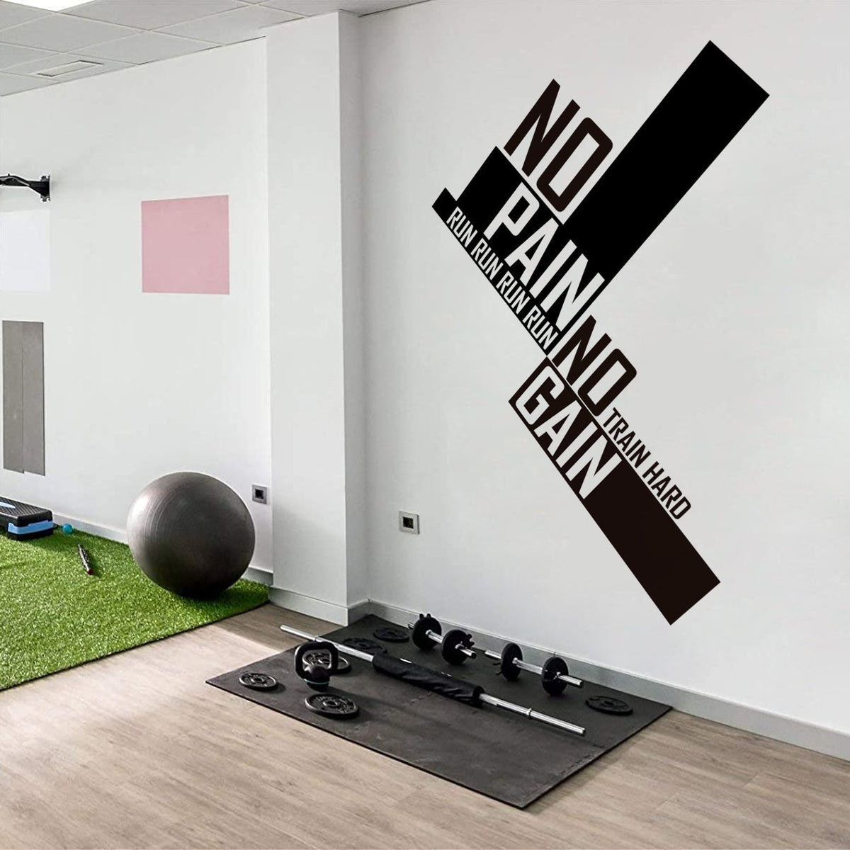 No Pain No Gain Gym Wall Decal: Fitness Motivation Sticker