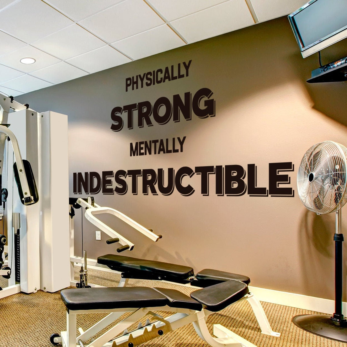 Gym Wall Decal: Strong, Indestructible Exercise Motivation