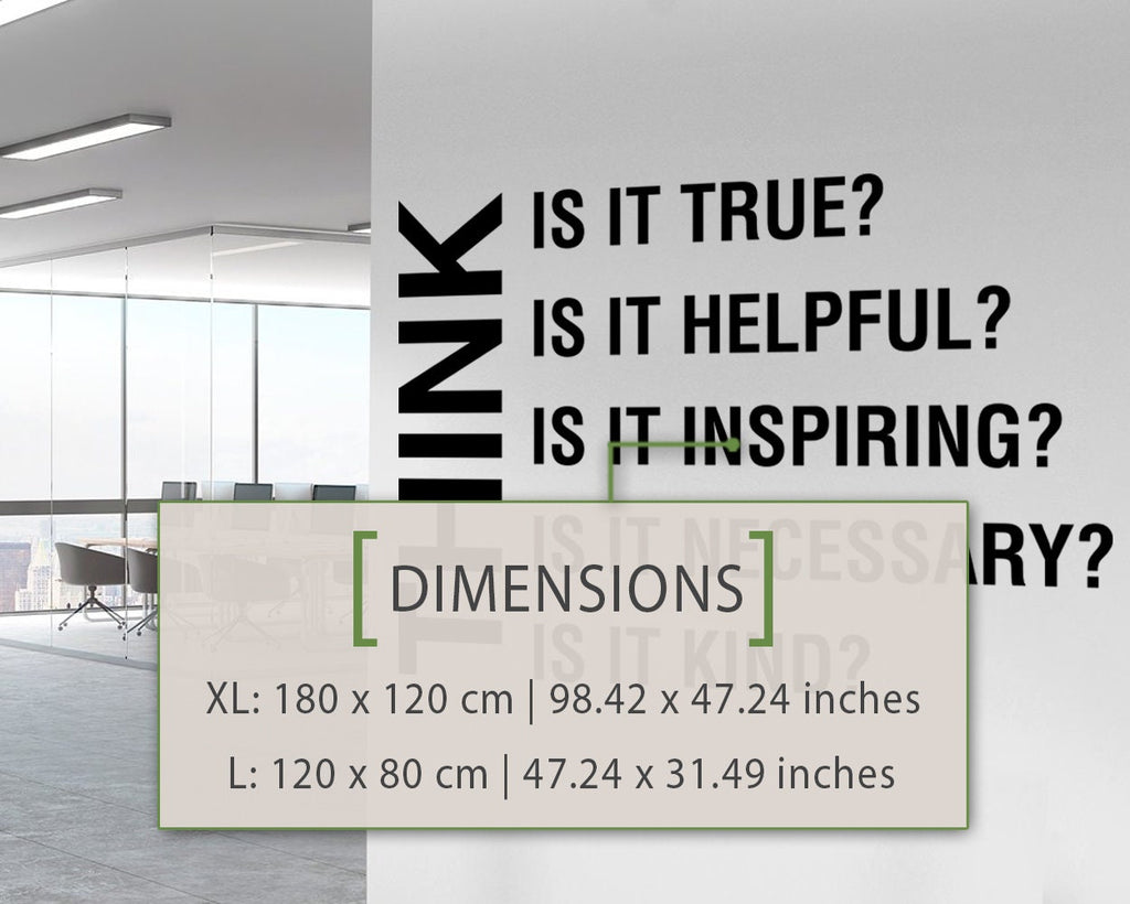 Think Motivational Office Wall Decal: Workplace Typography Art