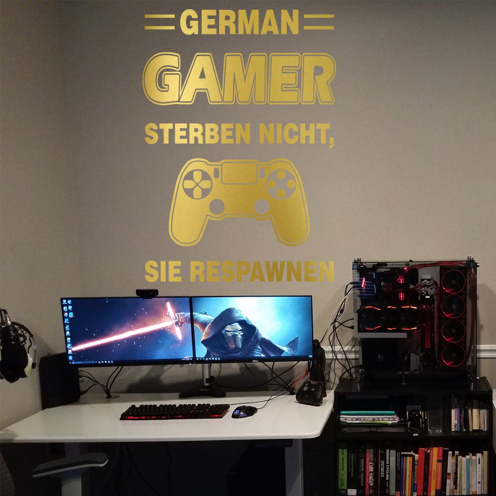 German Gamer Wall Decal, Gamers Respawn Quote, Gamer Room Decor, Vinyl Sticker