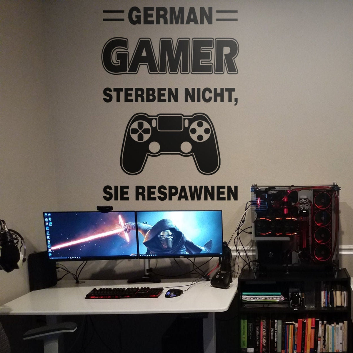 German Gamer Wall Decal, Gamers Respawn Quote, Gamer Room Decor, Vinyl Sticker