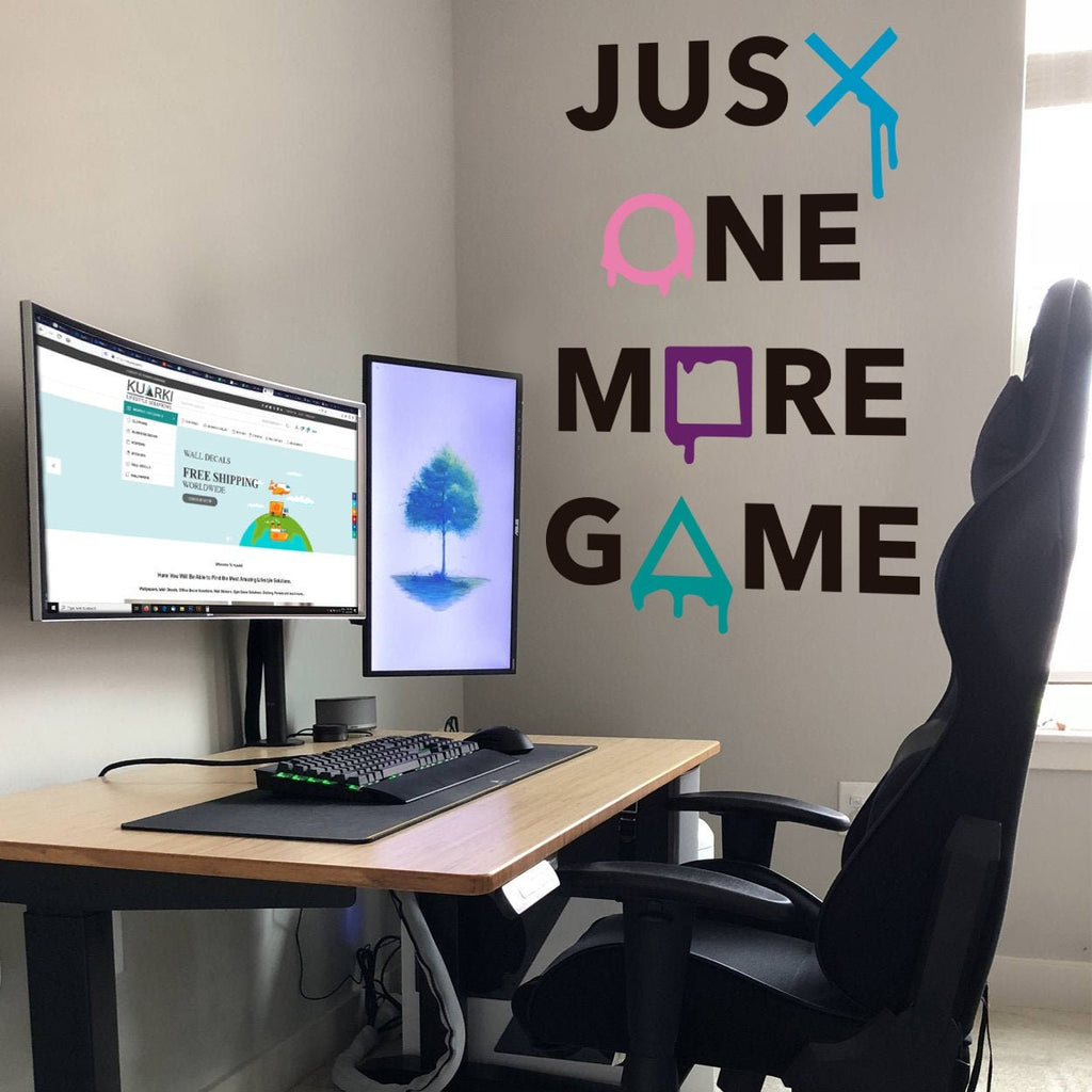 Just One More Game: Wall Decal, Gamer Room Decor, Battlestation Sticker