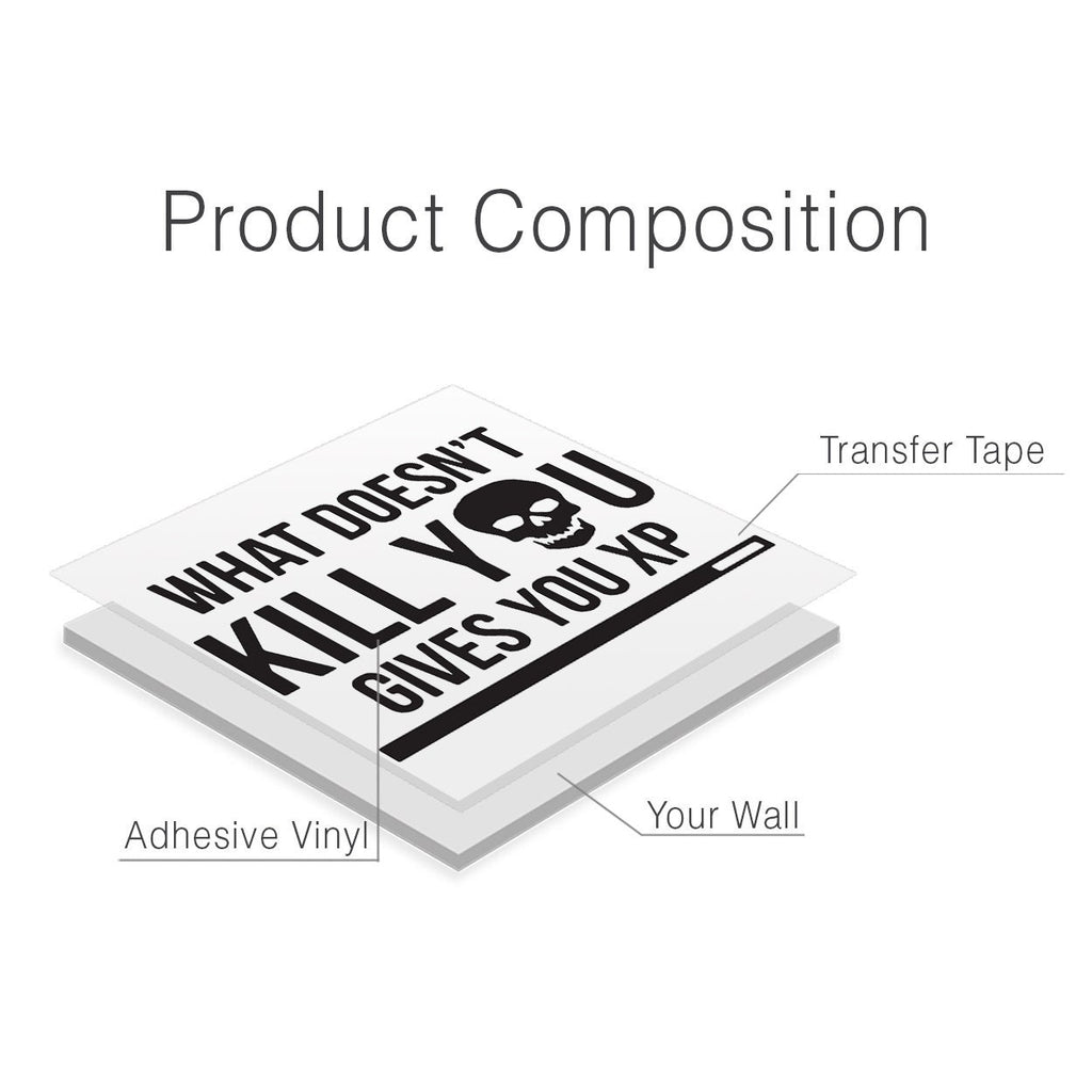 What Doesn't Kill You Gives You XP Wall Decal, Gamer Room Decor, Vinyl Sticker