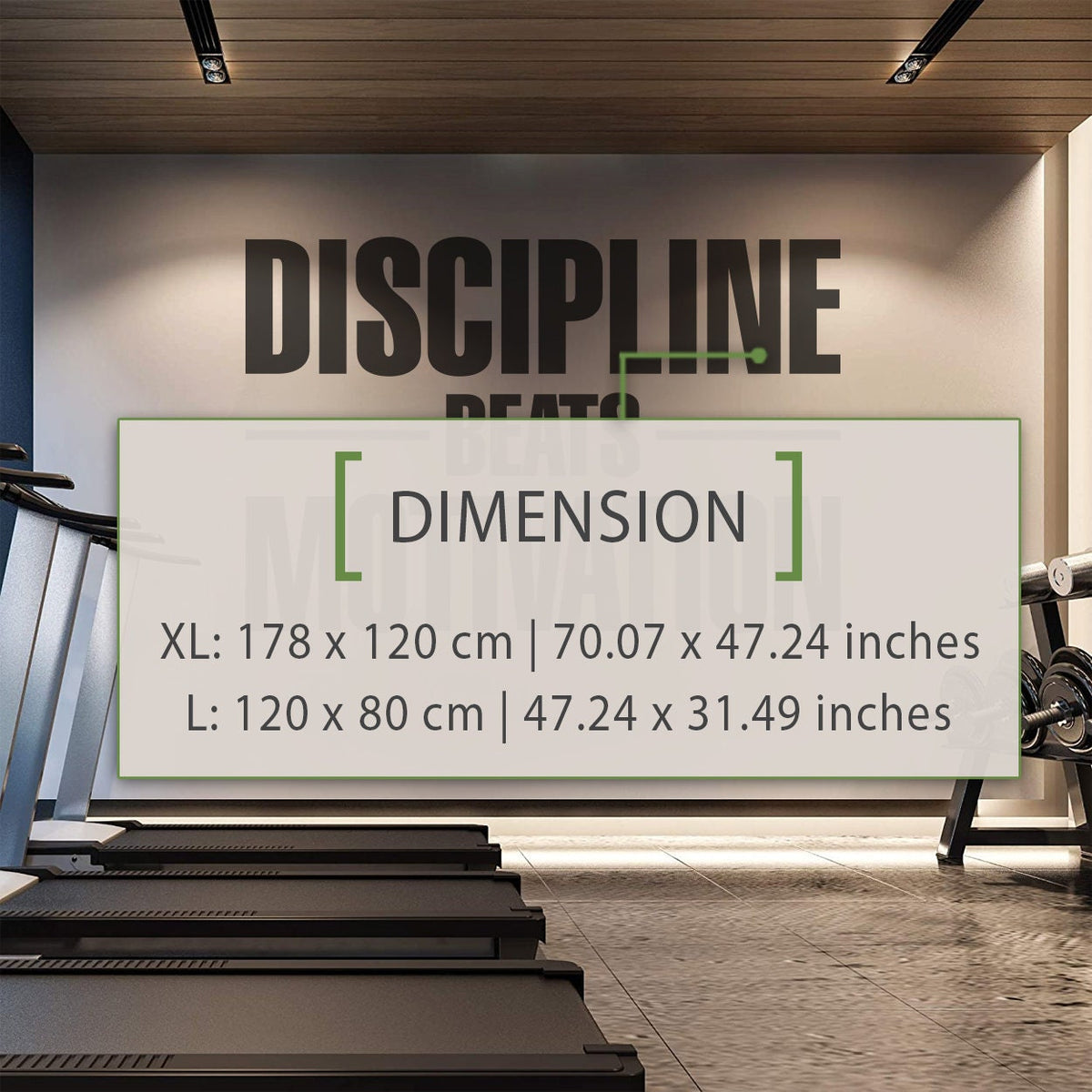 Discipline Beats Motivation Gym Wall Decal: Fitness Sticker