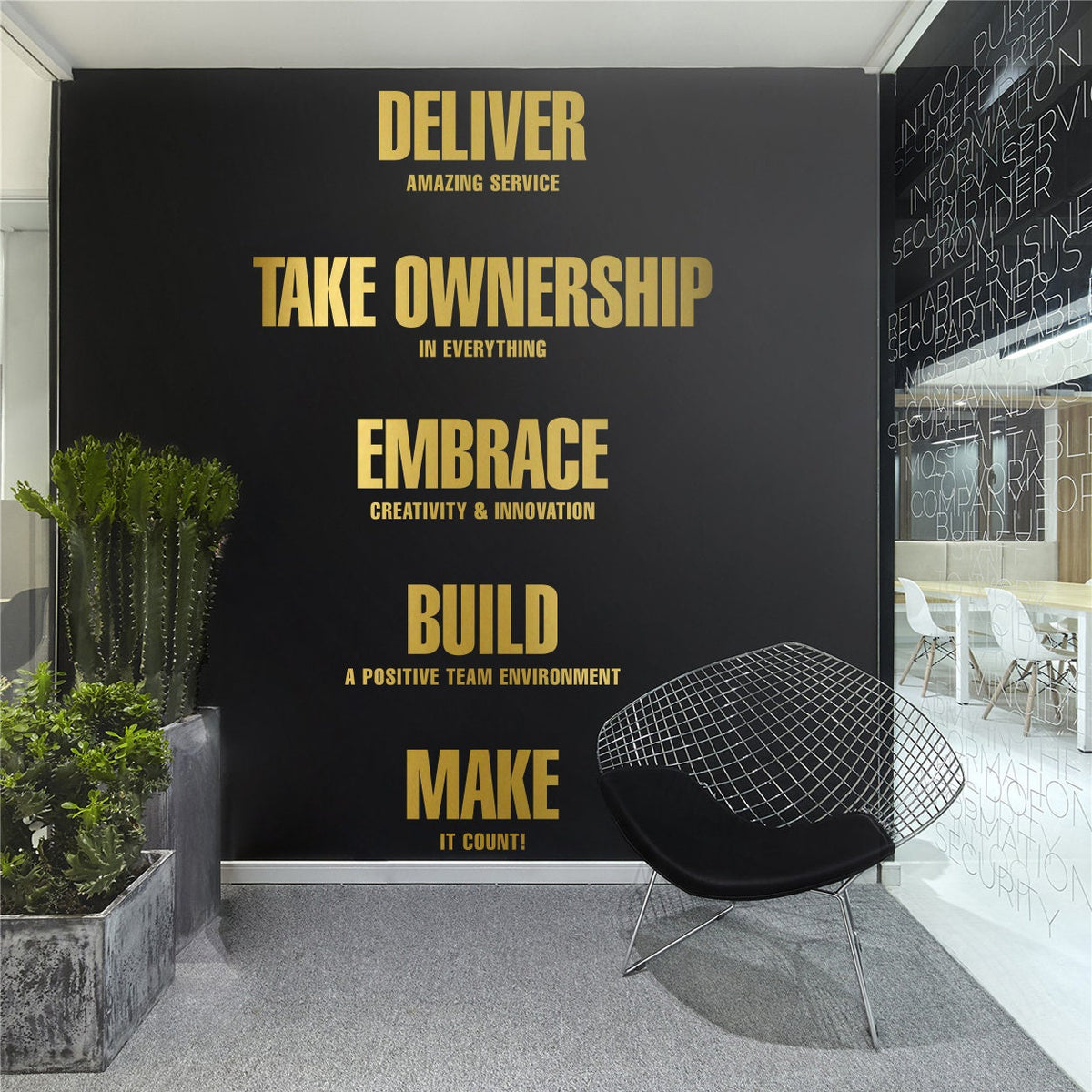 Office Values Wall Decals: Motivational Wall Stickers