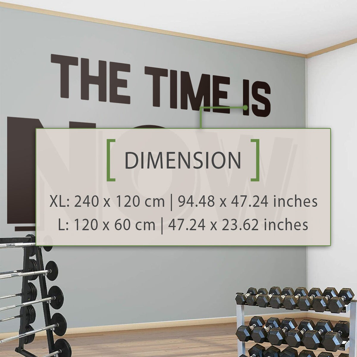 The Time is Now Vinyl Wall Decal: Motivational Gym Decor