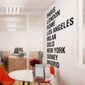Custom City Names Wall Decal: Modern Office Decor