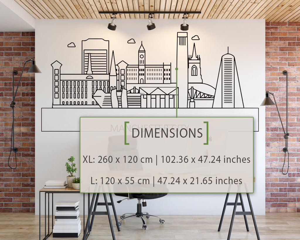 Manchester Skyline Wall Decal: Cityscape Home Decor