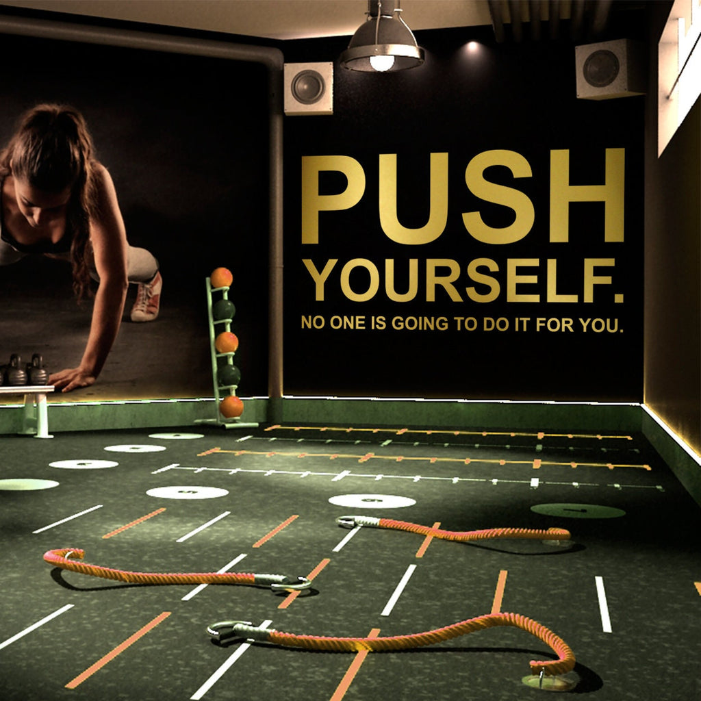 Push Yourself Gym Wall Decal: Motivational Exercise Sticker