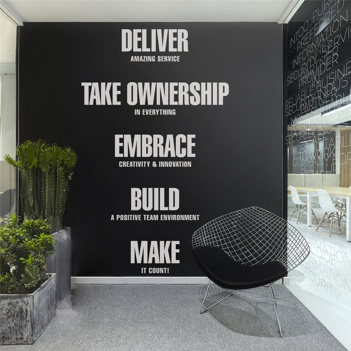 Office Values Wall Decals: Motivational Wall Stickers