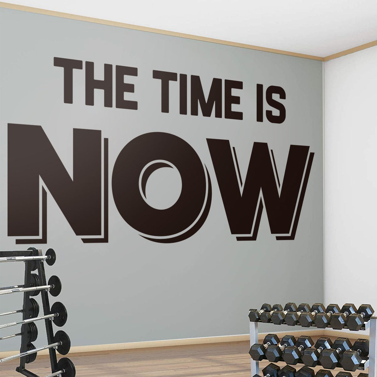 The Time is Now Vinyl Wall Decal: Motivational Gym Decor