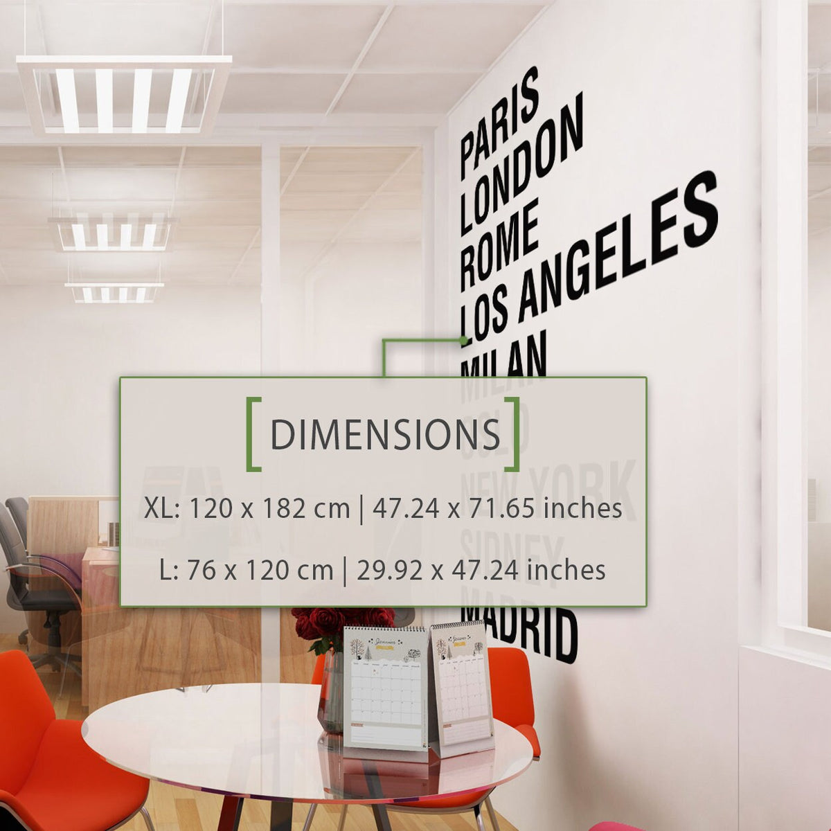 Custom City Names Wall Decal: Modern Office Decor