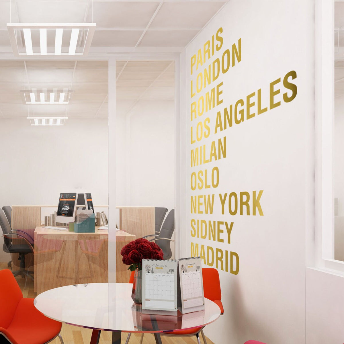 Custom City Names Wall Decal: Modern Office Decor
