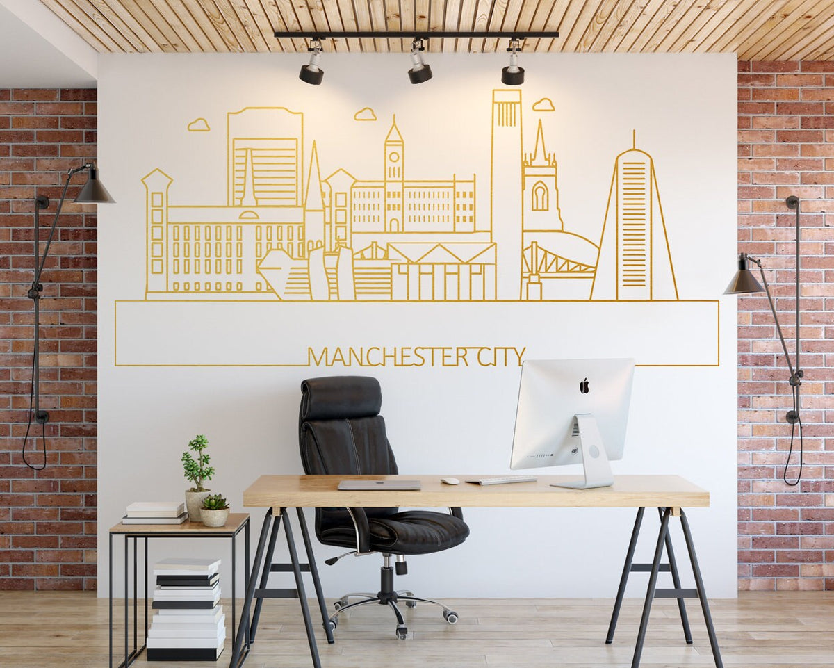 Manchester Skyline Wall Decal: Cityscape Home Decor