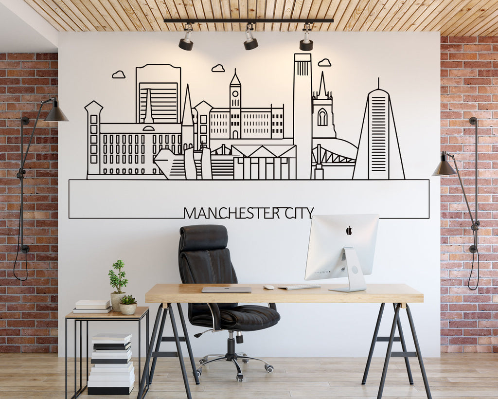 Manchester Skyline Wall Decal: Cityscape Home Decor