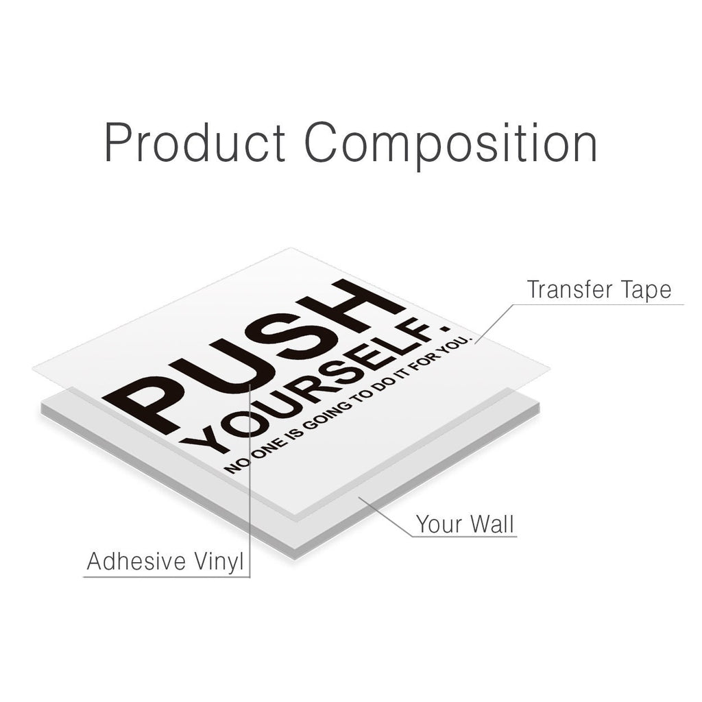 Push Yourself Gym Wall Decal: Motivational Exercise Sticker