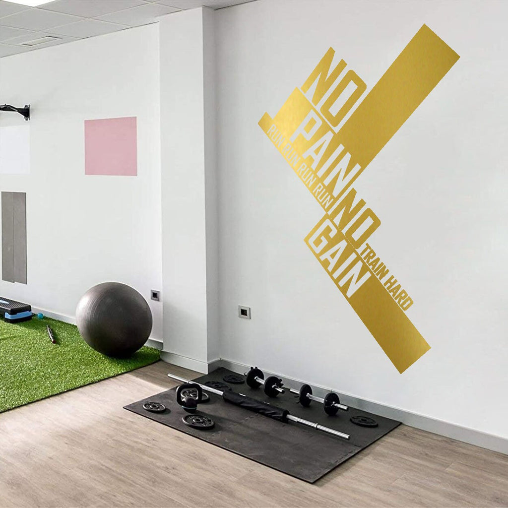 No Pain No Gain Gym Wall Decal: Fitness Motivation Sticker
