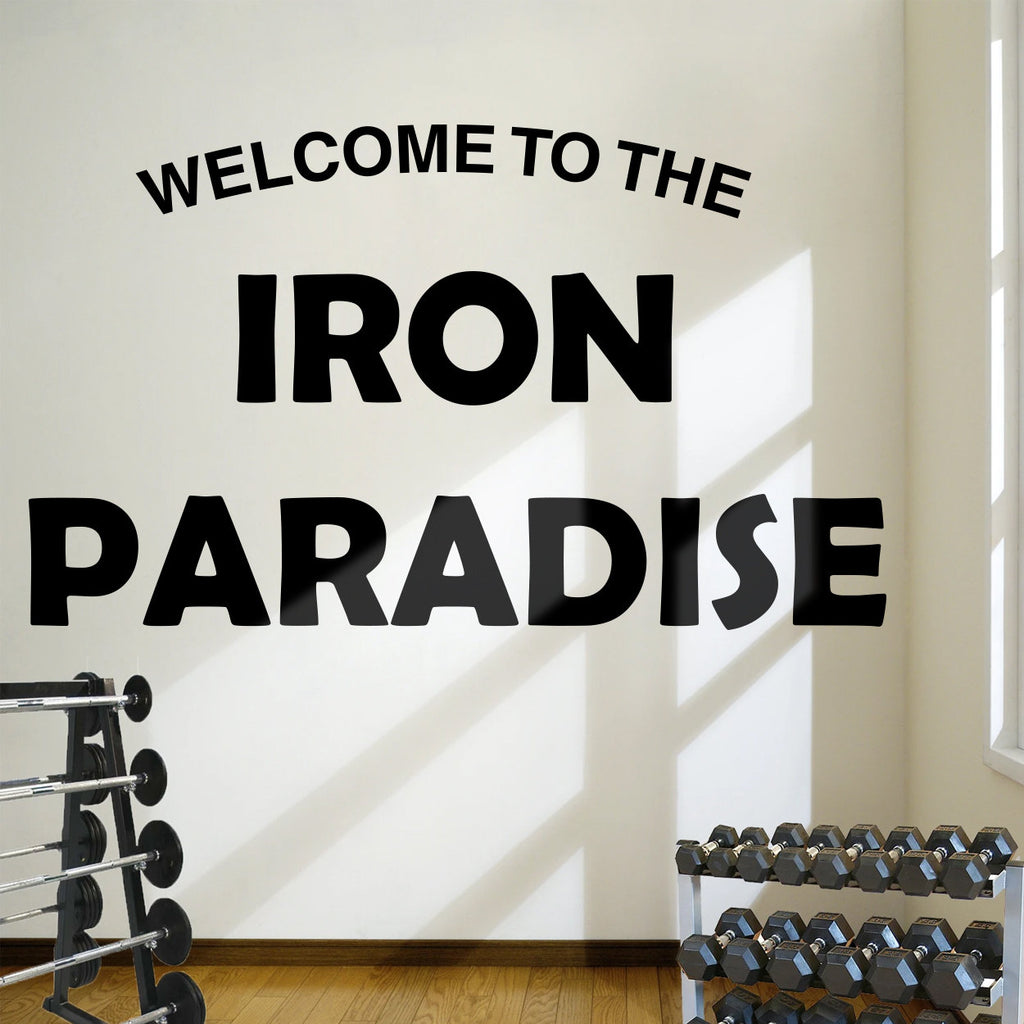 Iron Paradise Gym Wall Decal: Bodybuilding Fitness Decor