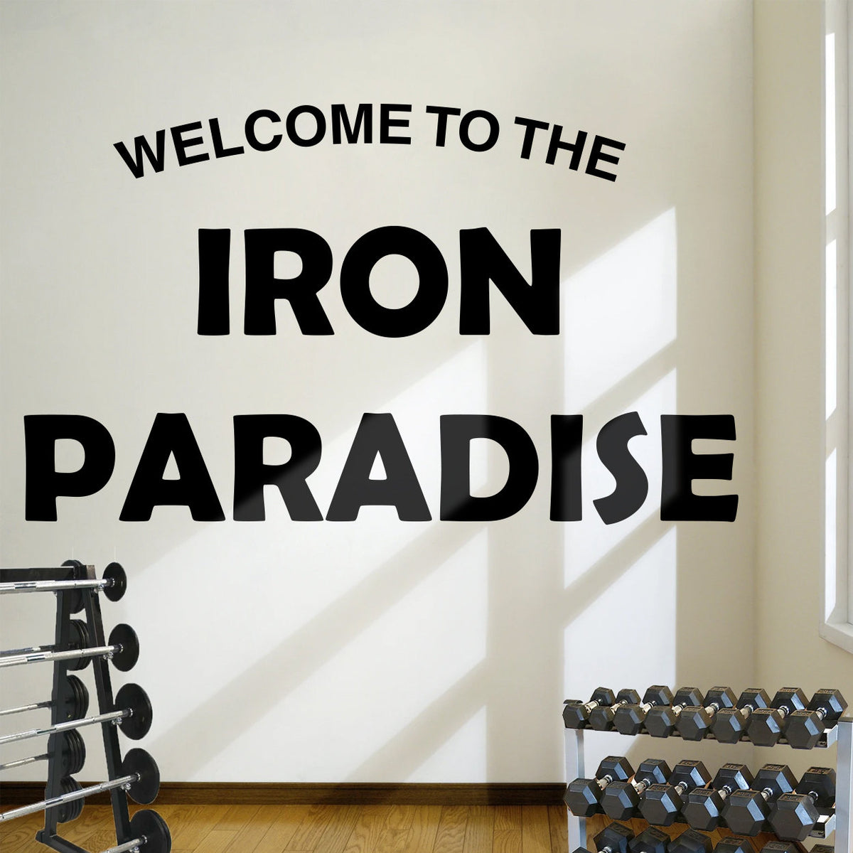 Iron Paradise Gym Wall Decal: Bodybuilding Fitness Decor