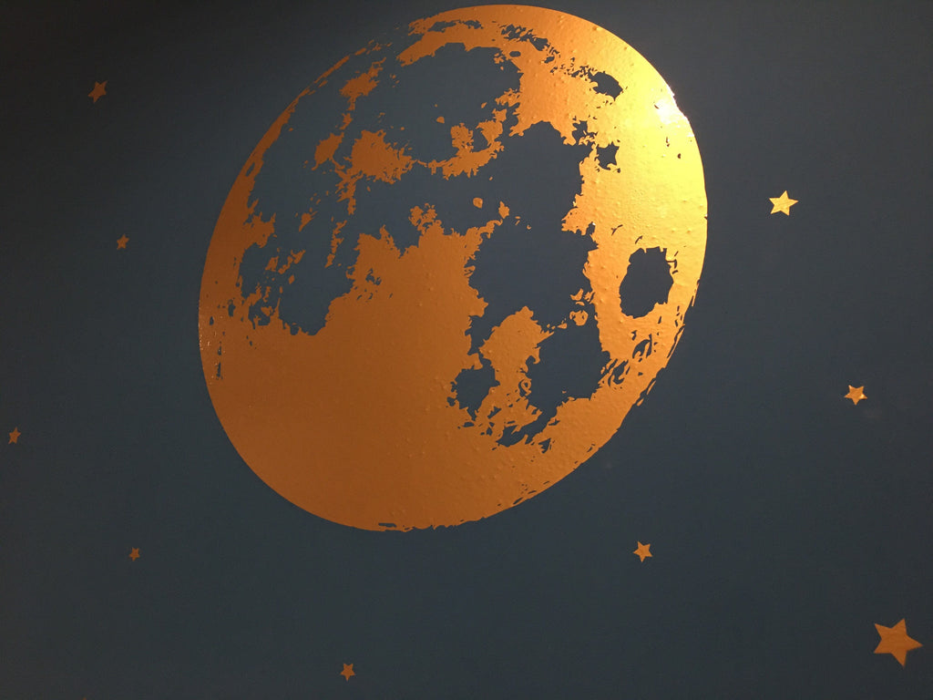 Gold Moon & Stars Wall Decal: Home Decor Sticker
