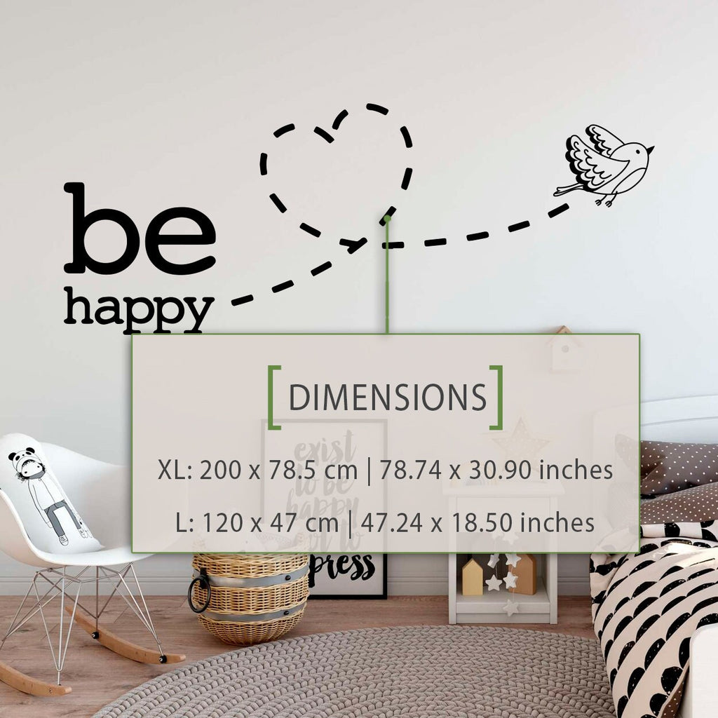 Be Happy Bird Wall Decal: Kids Room Decor