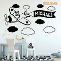 Custom Name Airplane Wall Decal: Kids Nursery Decor
