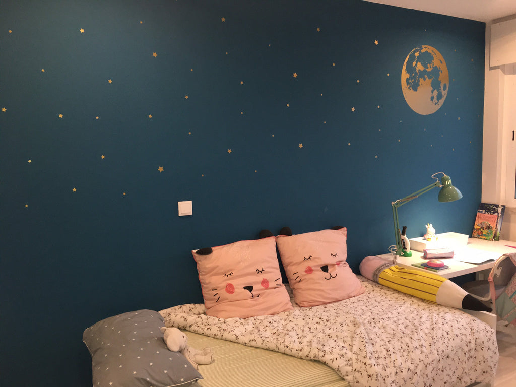Gold Moon & Stars Wall Decal: Home Decor Sticker