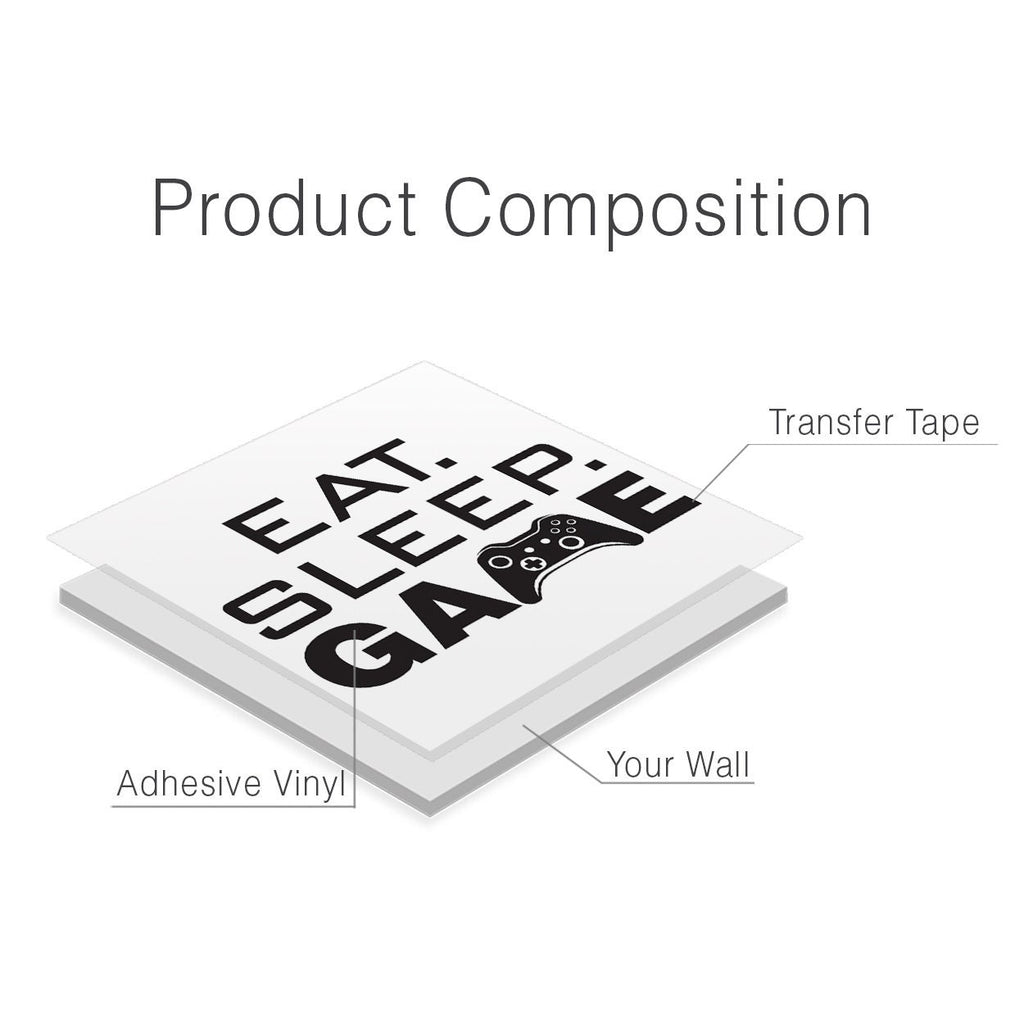Eat Sleep Game Wall Decal, Controller Gamer Room Decor, Battlestation Vinyl Sticker